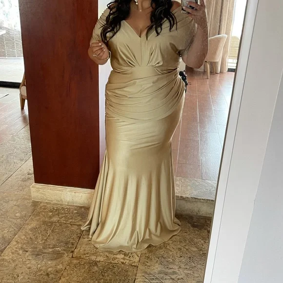Jessica Angel | Dresses | Jessica Angel Off Shoulder Gold Mermaid Gown |  Poshmark
